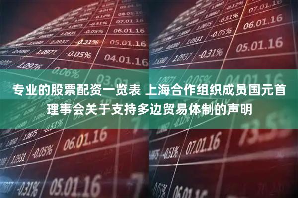 专业的股票配资一览表 上海合作组织成员国元首理事会关于支持多边贸易体制的声明